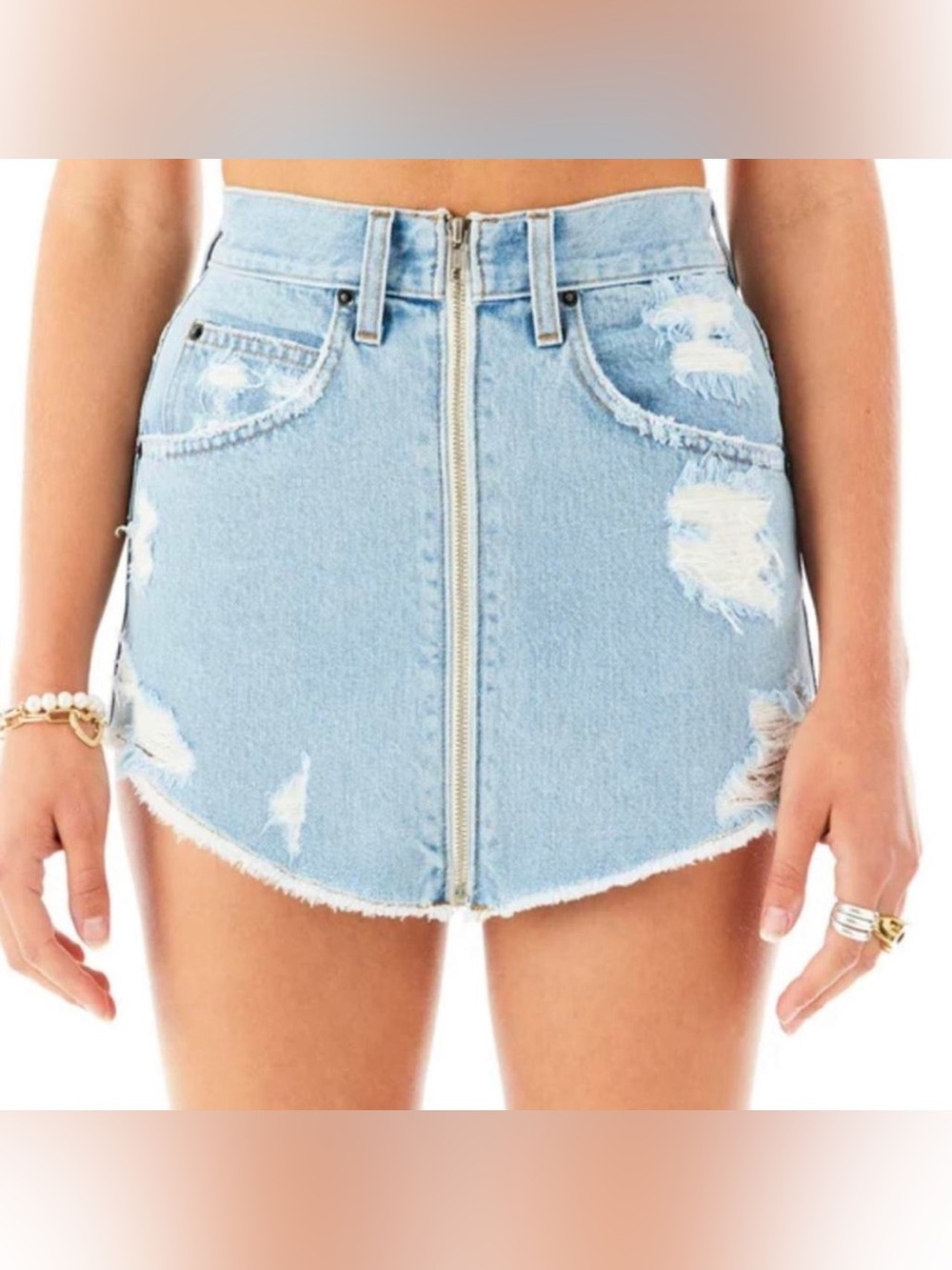 NEW CARMAR Denim Beatrice Zip-Front Mini Skirt